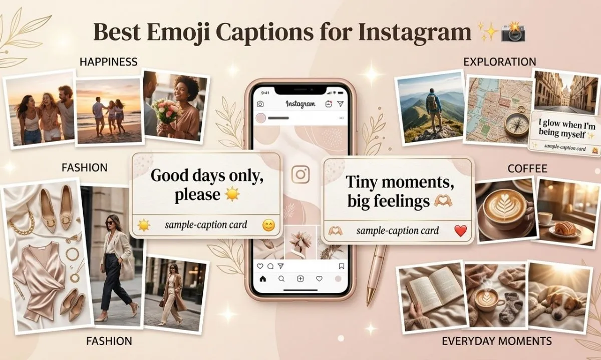 Best emoji captions for Instagram with short, stylish examples for selfies, everyday moments, fashion, happiness, and personal expression.