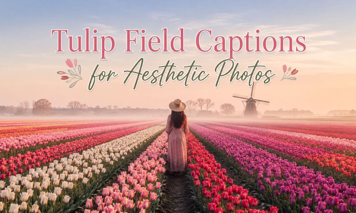 Tulip Field Captions for Aesthetic Photos