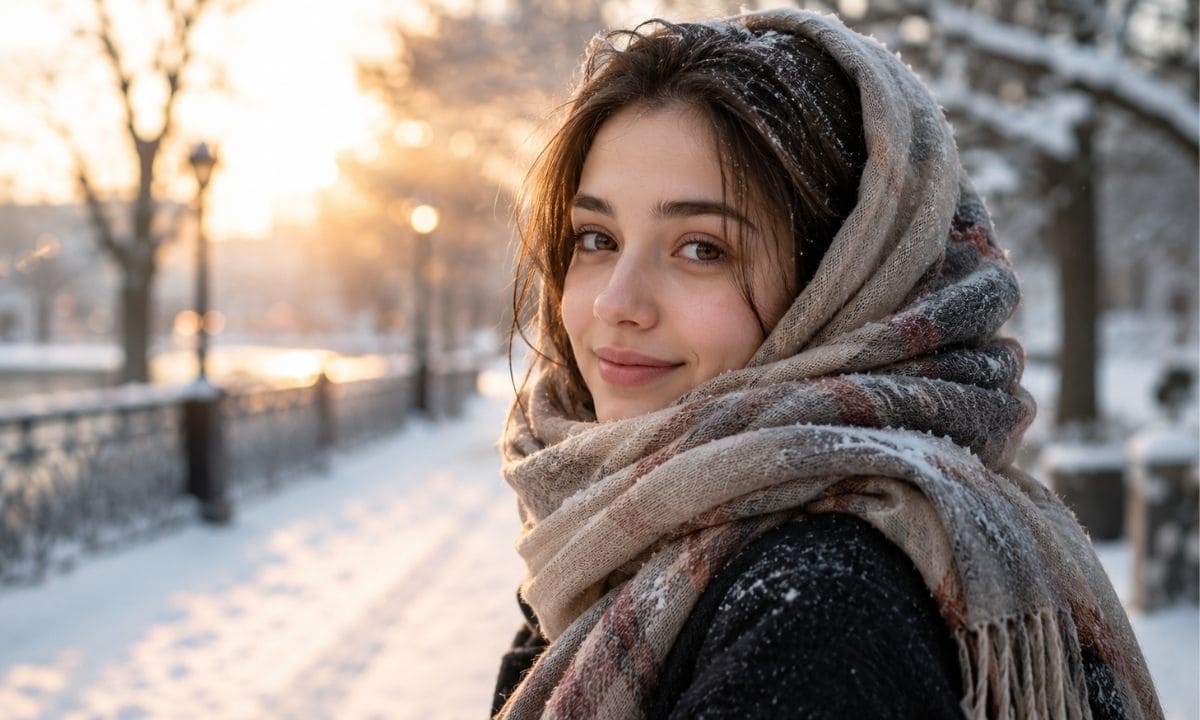 girl with cozy winter hair look