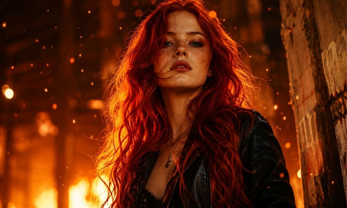 girl with vibrant fiery red hair