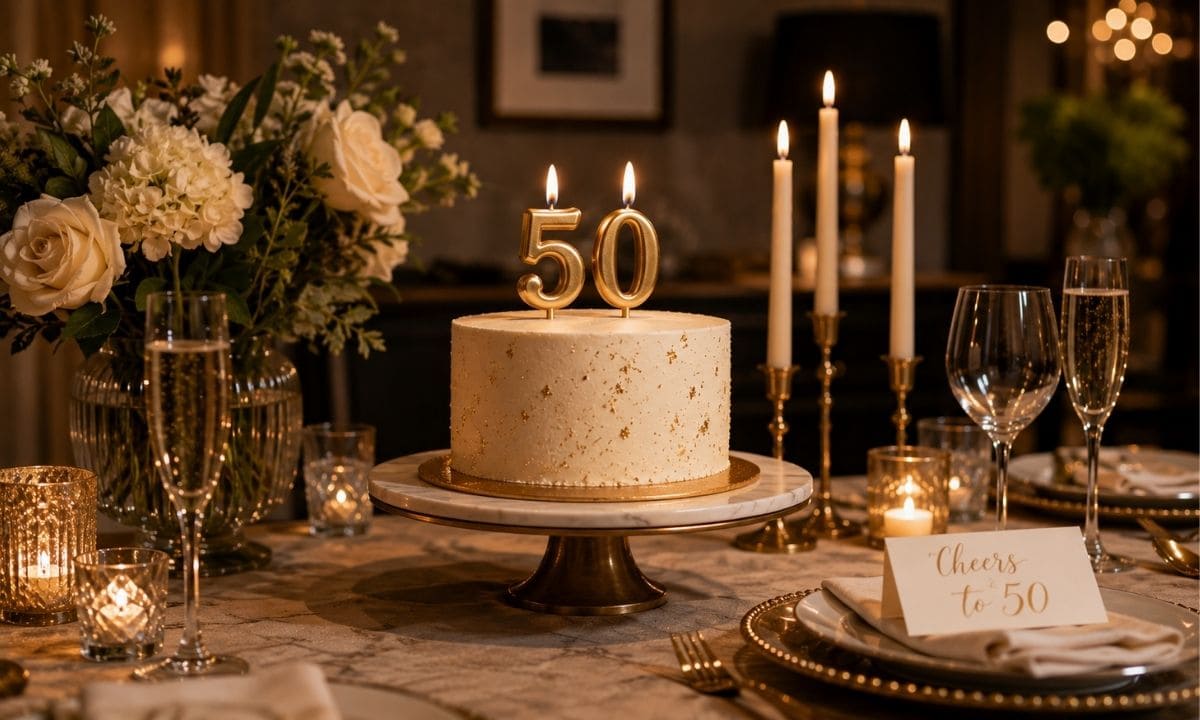 50th birthday captions elegant celebration photo