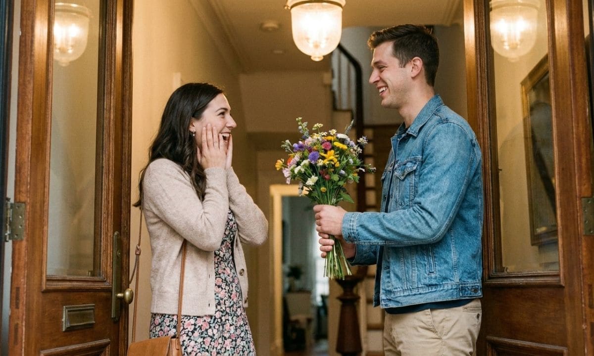 Appreciation captions for boyfriend surprise flowers moment