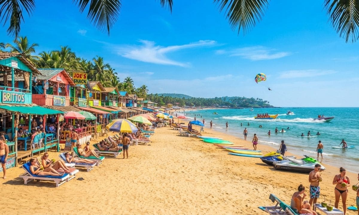 _Beach shacks at Baga for a Baga Beach Goa caption Instagram post