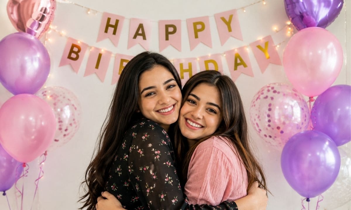 Birthday captions for best friends hugging photo