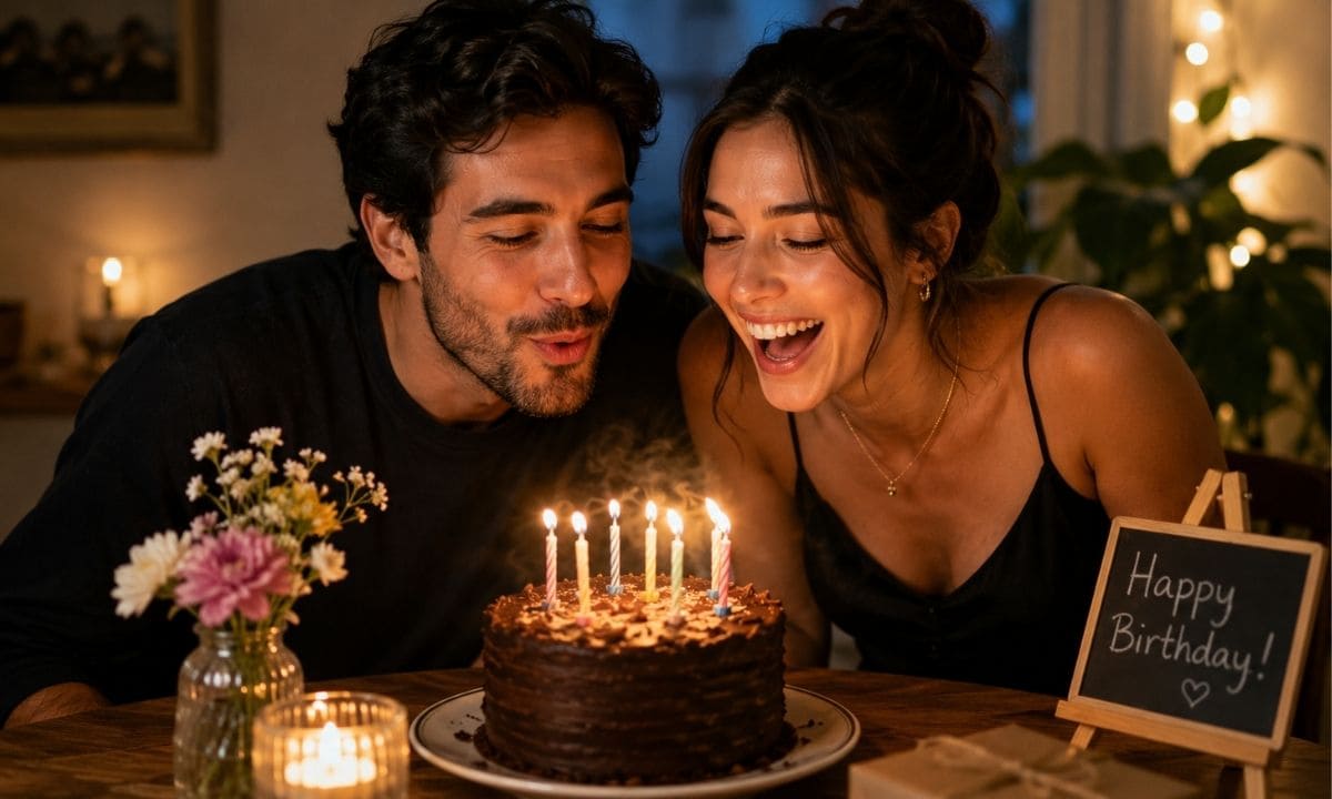 Birthday captions for boyfriend couple celebration photo