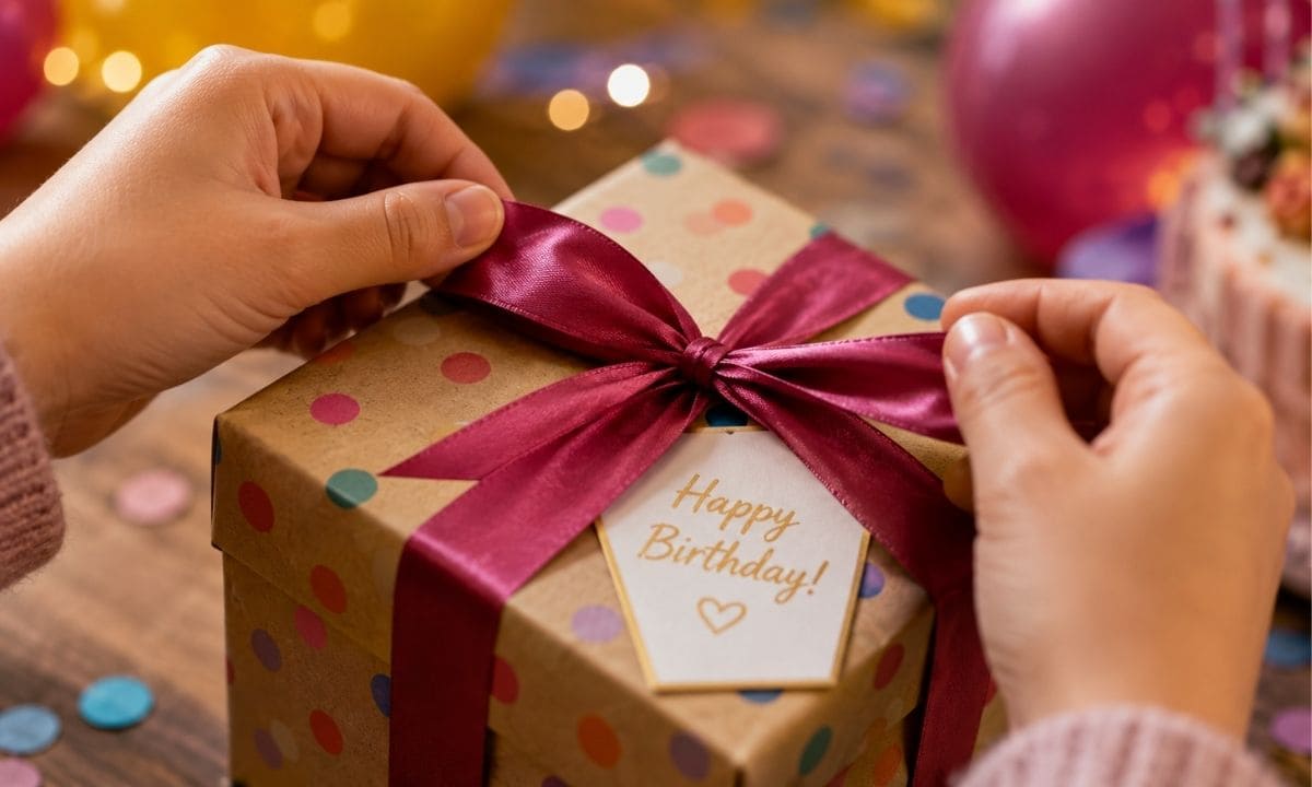 Birthday gift reveal captions unboxing photo