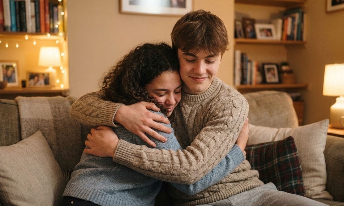 Brother-sister love quotes caption image showing siblings hugging affectionately Brother-sister love quotes caption image showing siblings hugging affectionately