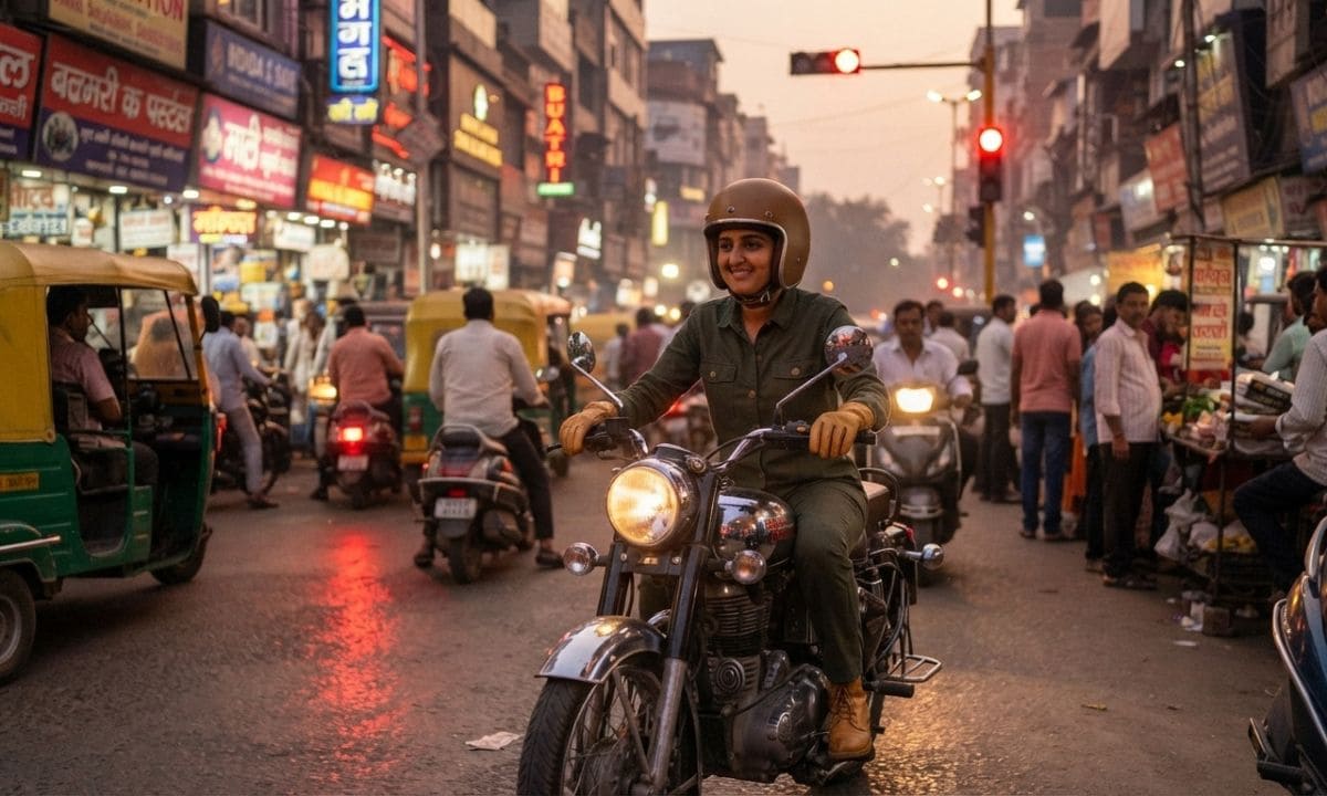 Bullet captions for Instagram in Hindi on a city ride photo