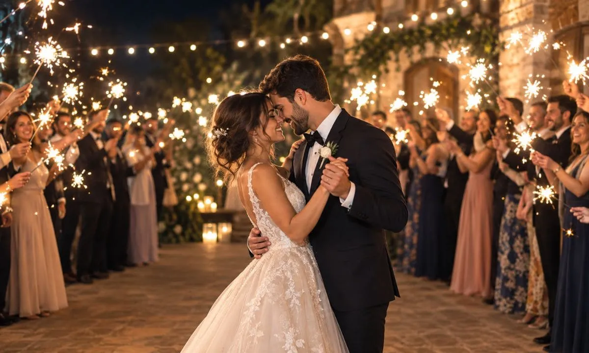 Couple sharing a first dance at the reception.