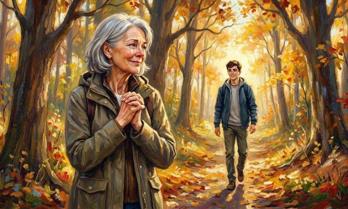 Deep meaning mother son caption reflective photo
