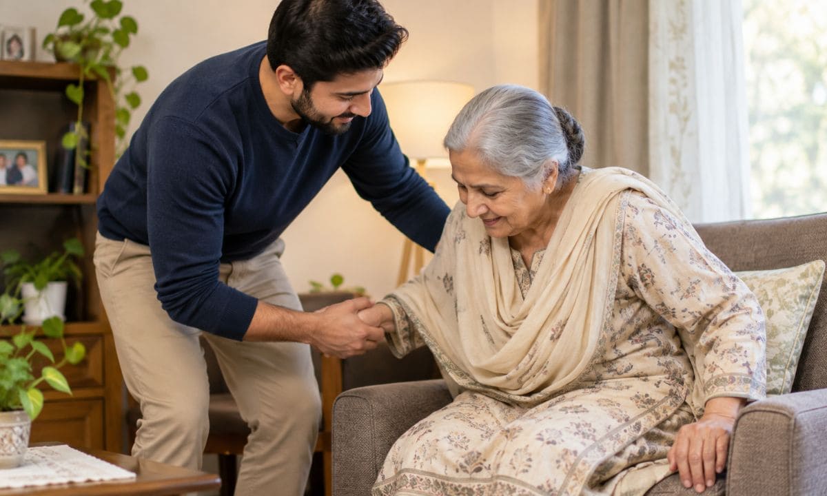 _Devoted mother son caption showing respect and gratitude