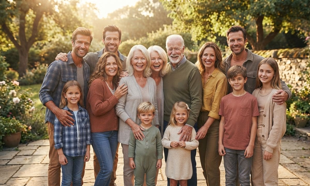 _Extended family group photo together outdoors, extended family captions for Instagram