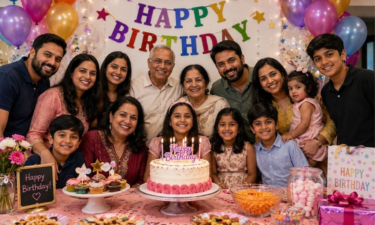 _Family birthday celebration captions family photo