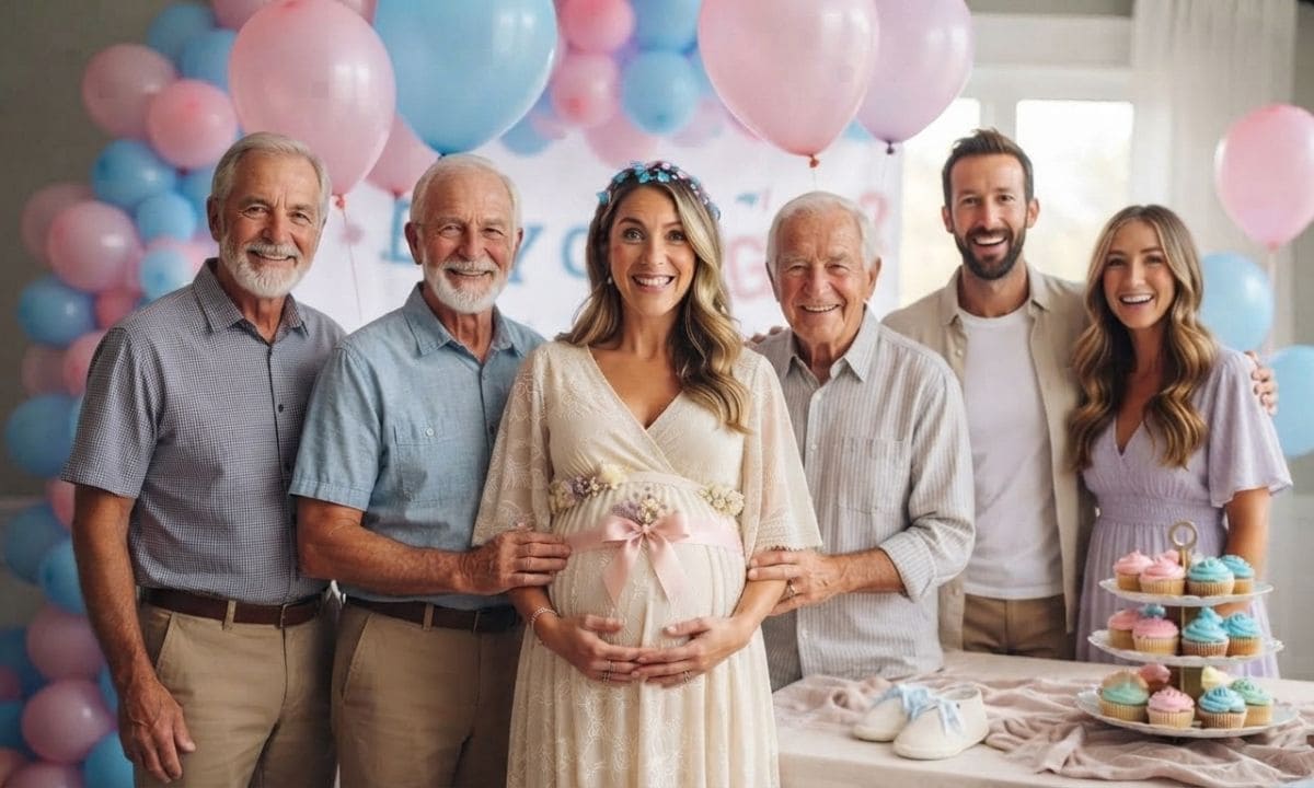 Family celebrating together at a baby shower