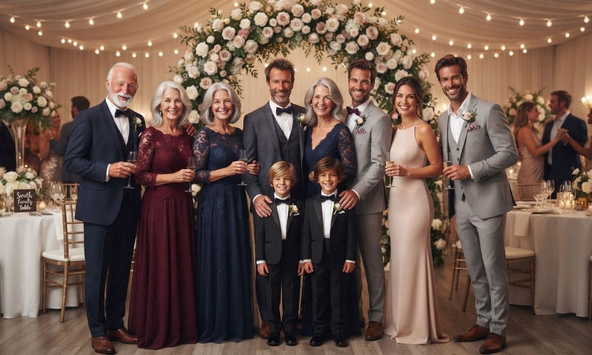 _Family celebrating together at a wedding, wedding family captions for Instagram
