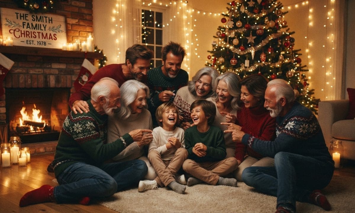 Family celebrating together during the holiday season, family holiday captions for Instagram