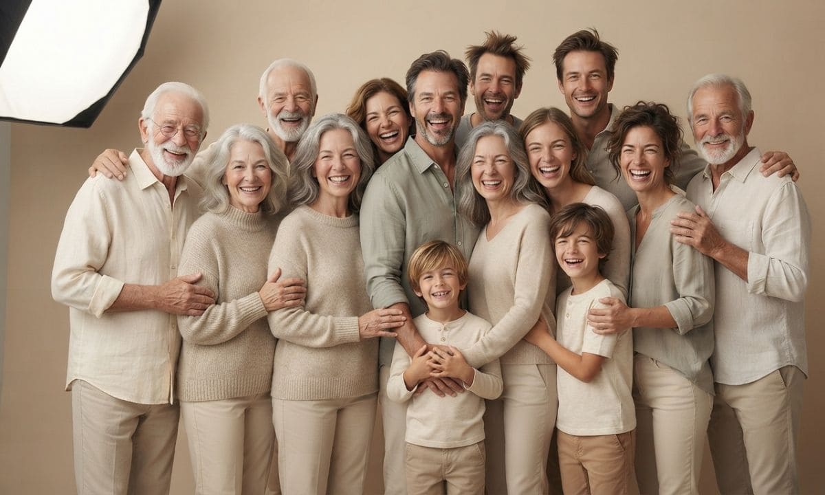 Family laughing during a silly selfie, funny family captions for Instagram