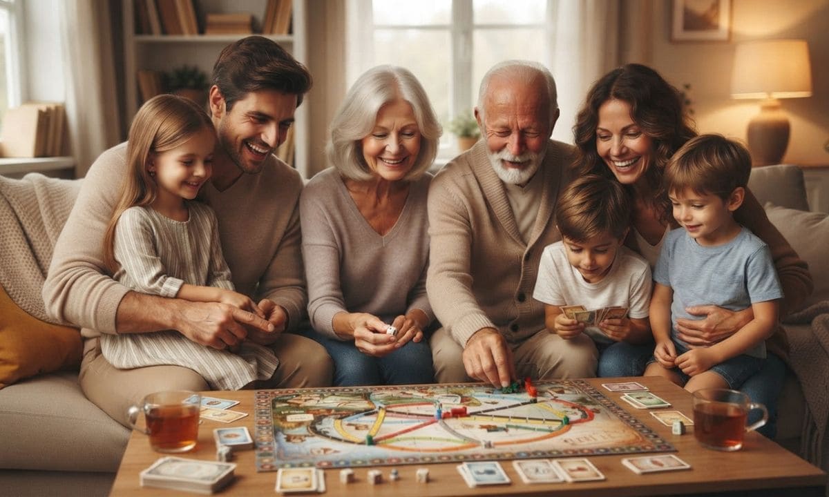Family spending quality time together at home, caption for family time on Instagram