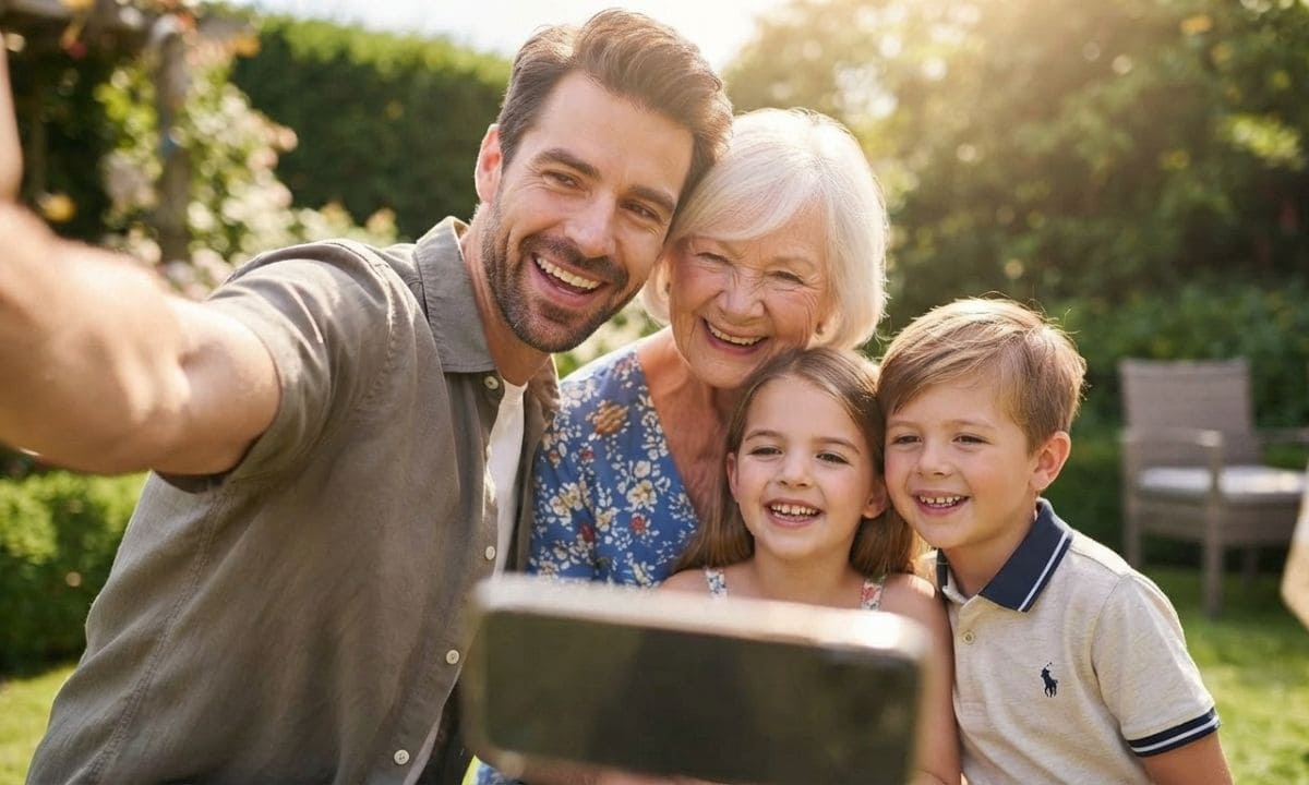 _Family taking a candid selfie together, Instagram family caption ideas