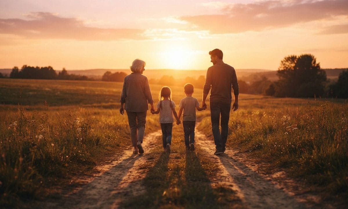 _Family walking together at sunset, family quotes for Instagram captions