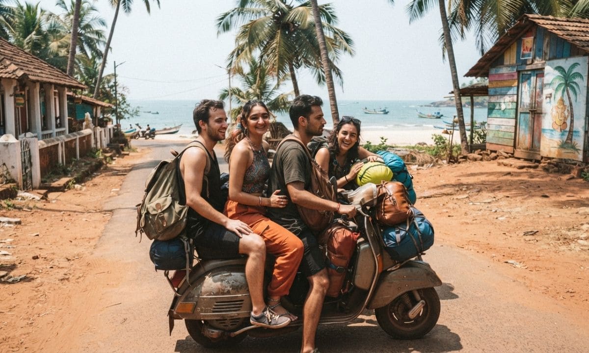 _Friends on a scooter capturing Goa trip captions for Instagram during their vacation