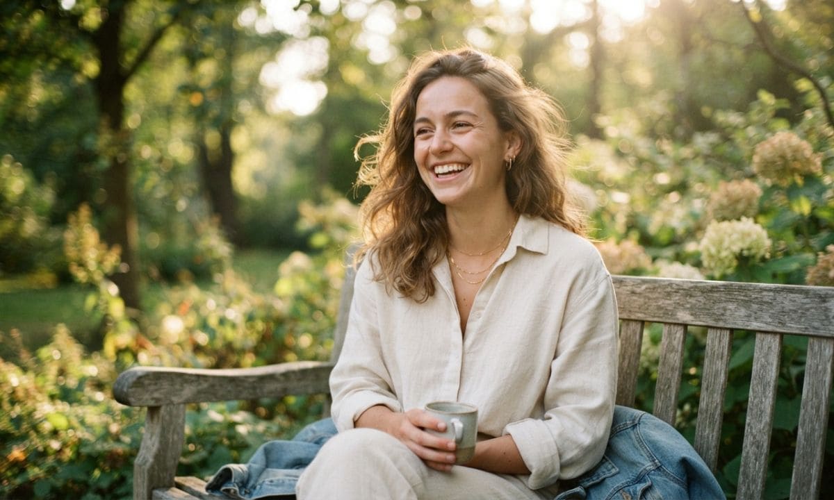 Girl smiling candidly outdoors for Instagram candid captions