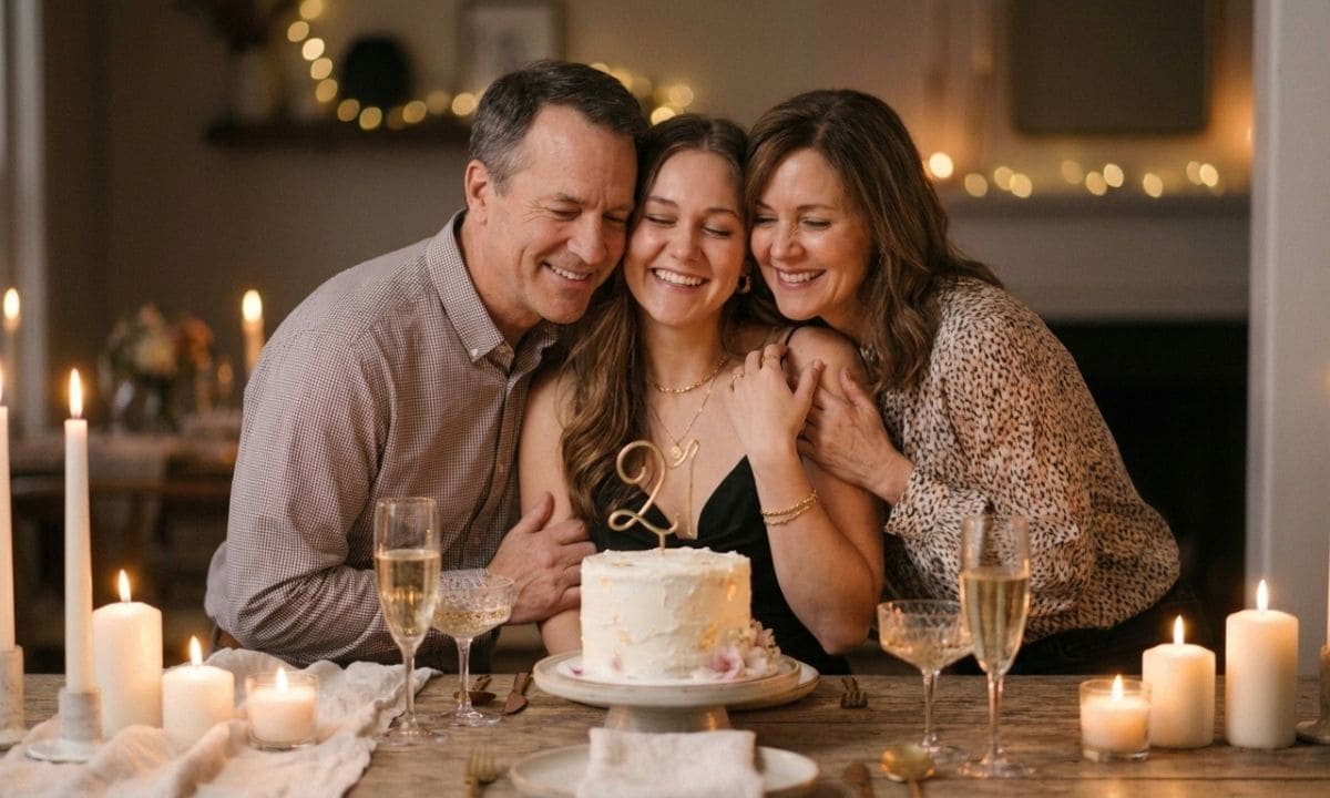 Heartfelt 21st birthday family hug celebration