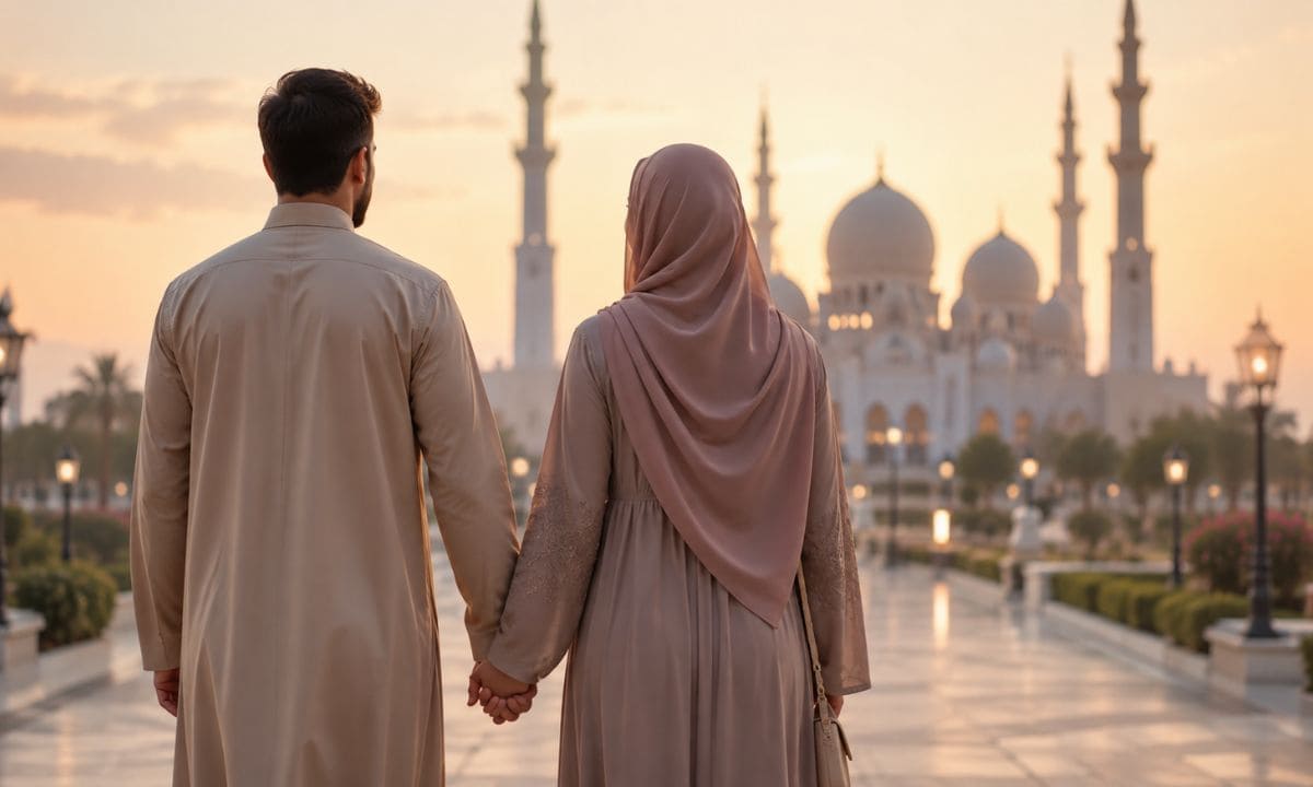 Islamic marriage captions modest couple holding hands respectfully