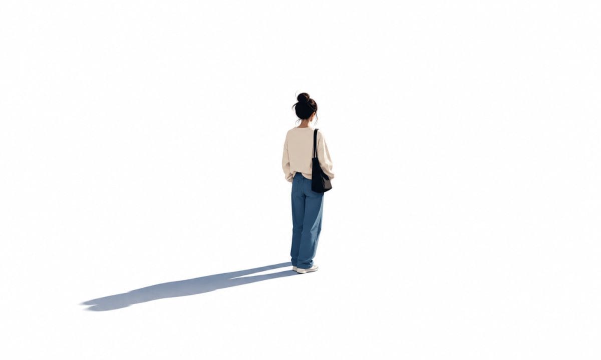 Minimalist illustration of a lone figure representing short simple alone captions