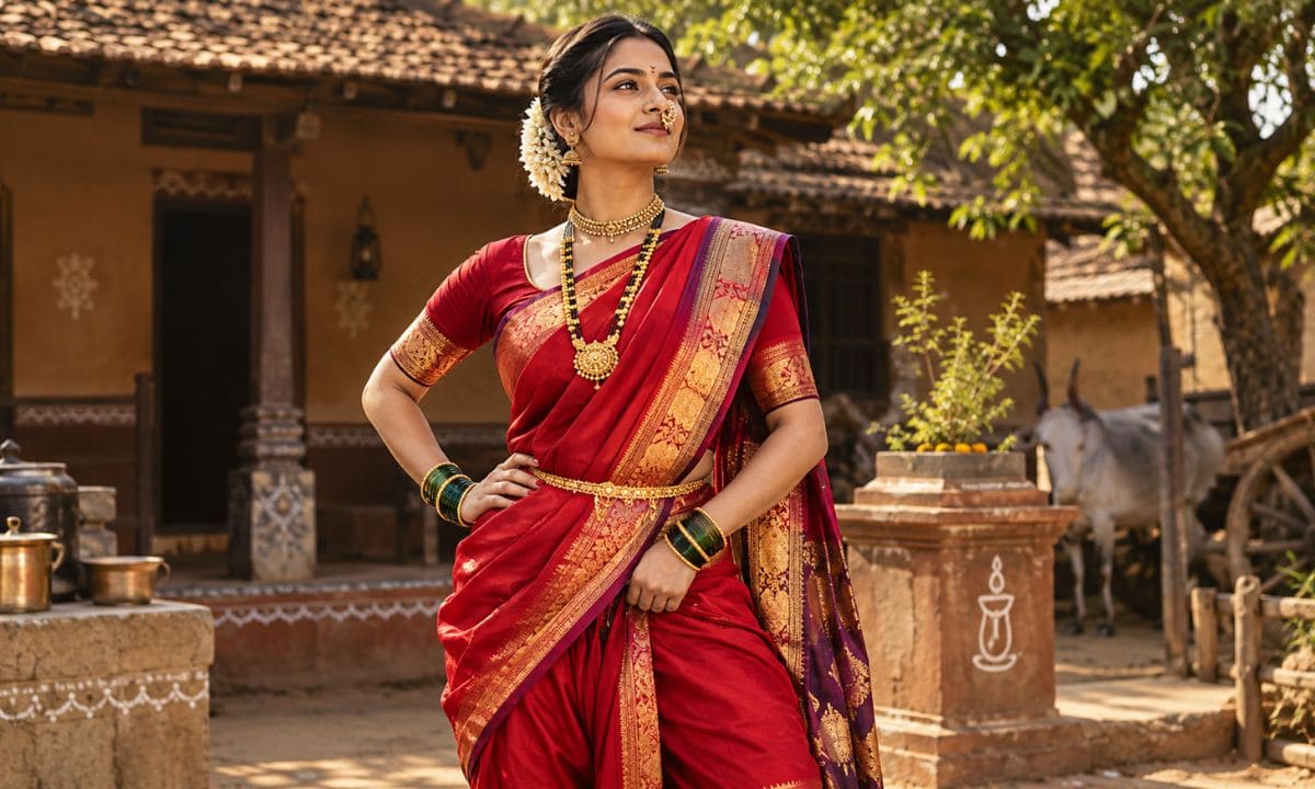 Nauvari Saree Caption for Instagram in Marathi