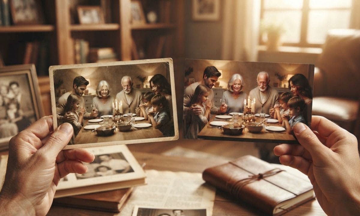 Nostalgic family photo comparison over the years, nostalgic family captions for Instagram