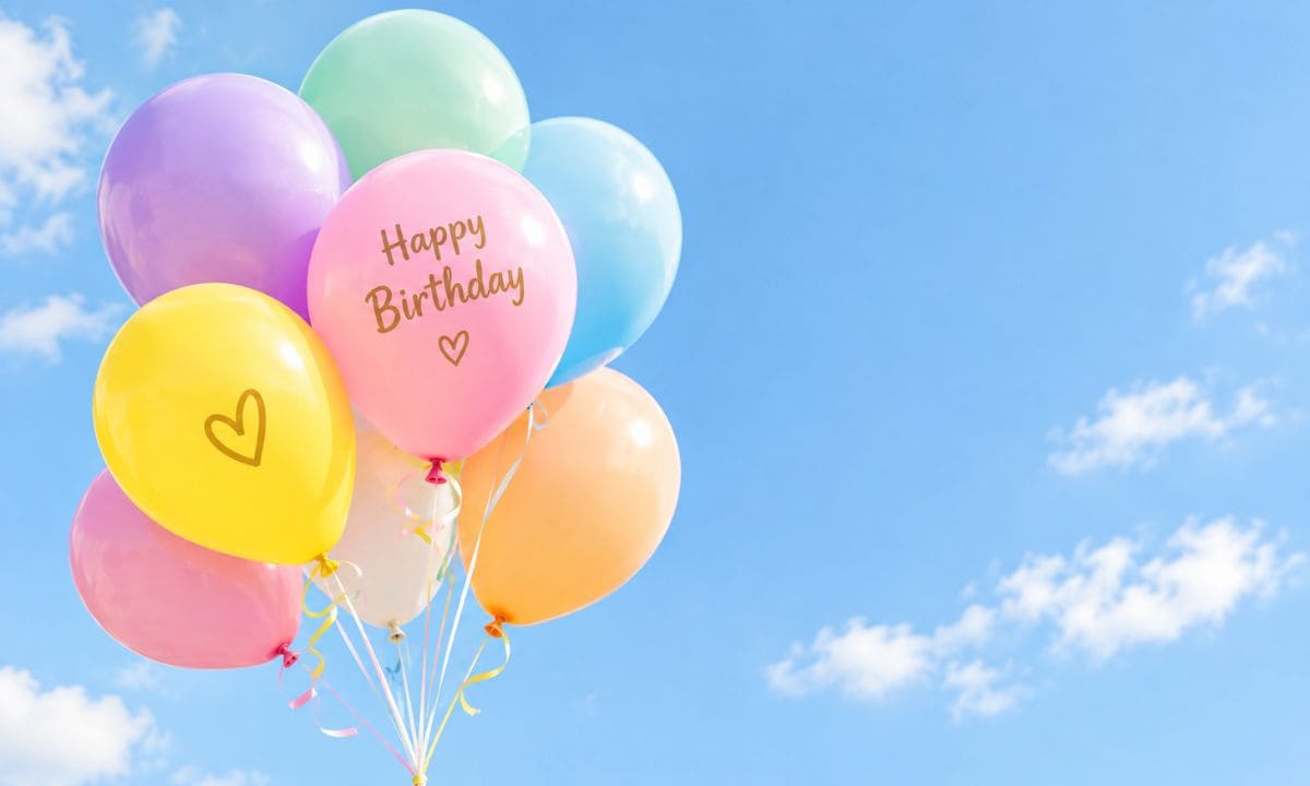 Pastel birthday balloons for cute sister birthday caption