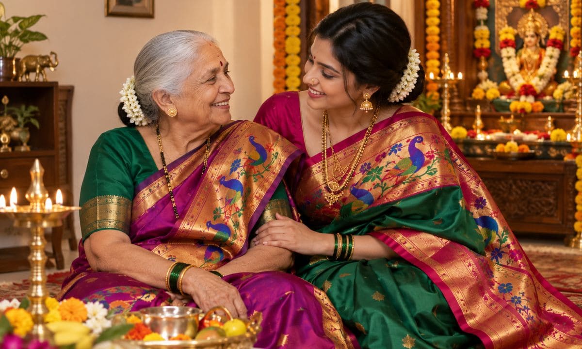 _Traditional Saree Caption in Marathi