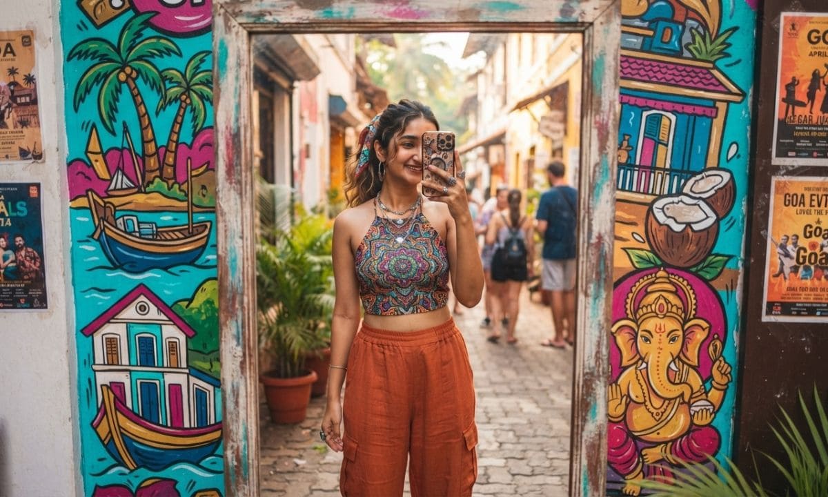 _Traveler posing for a trendy Goa captions for Instagram photo against street art