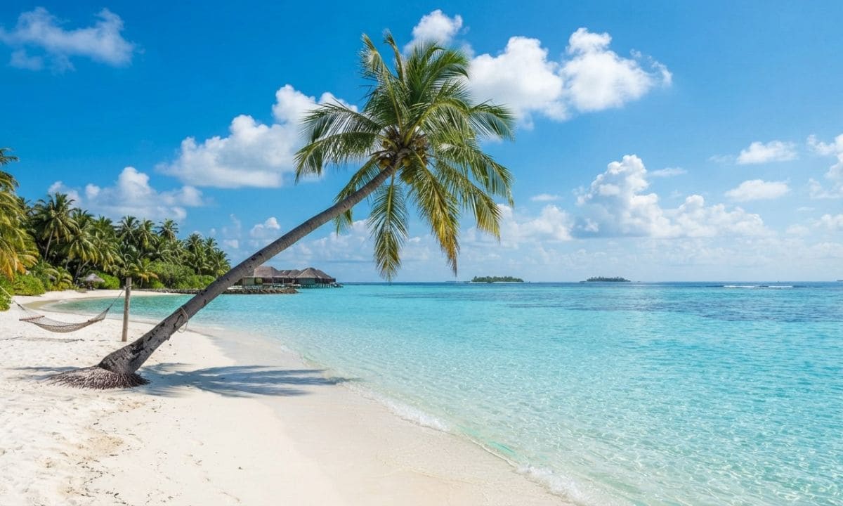 _Tropical beach scene for beach vacation captions for Instagram