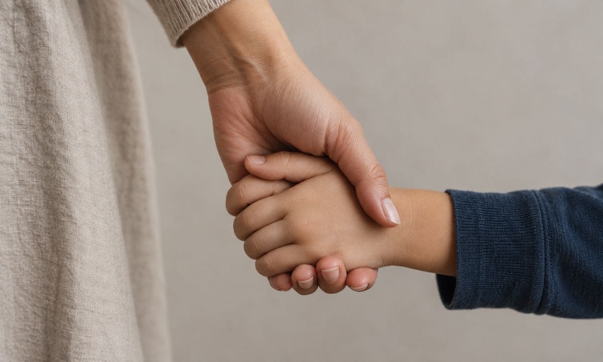 Unconditional mother son love caption holding hands