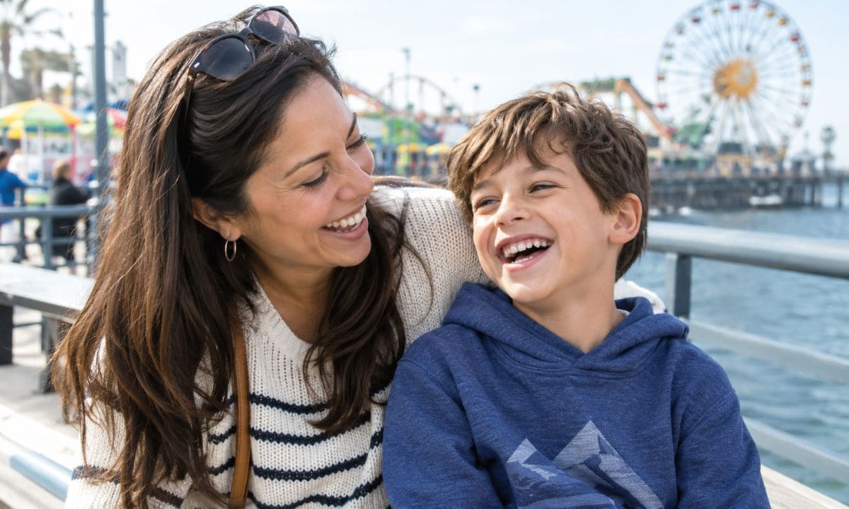Viral Instagram caption mother son laughing together
