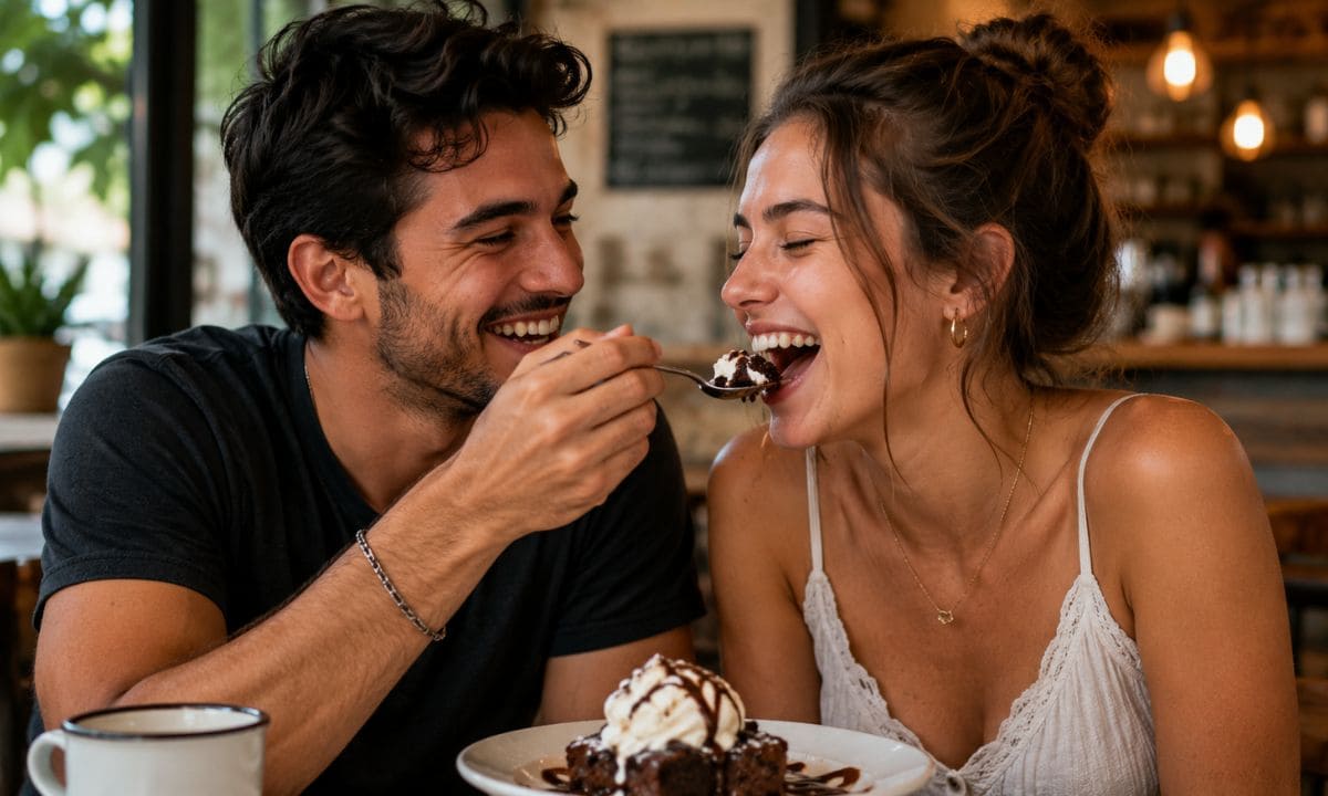 Wife cheating captions playful couple sharing dessert