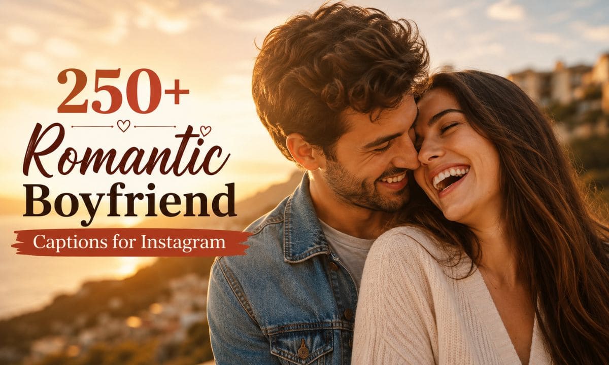 boyfriend captions for Instagram couple laughing in golden hour light