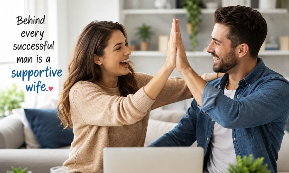 supportive wife captions wife cheering husband on