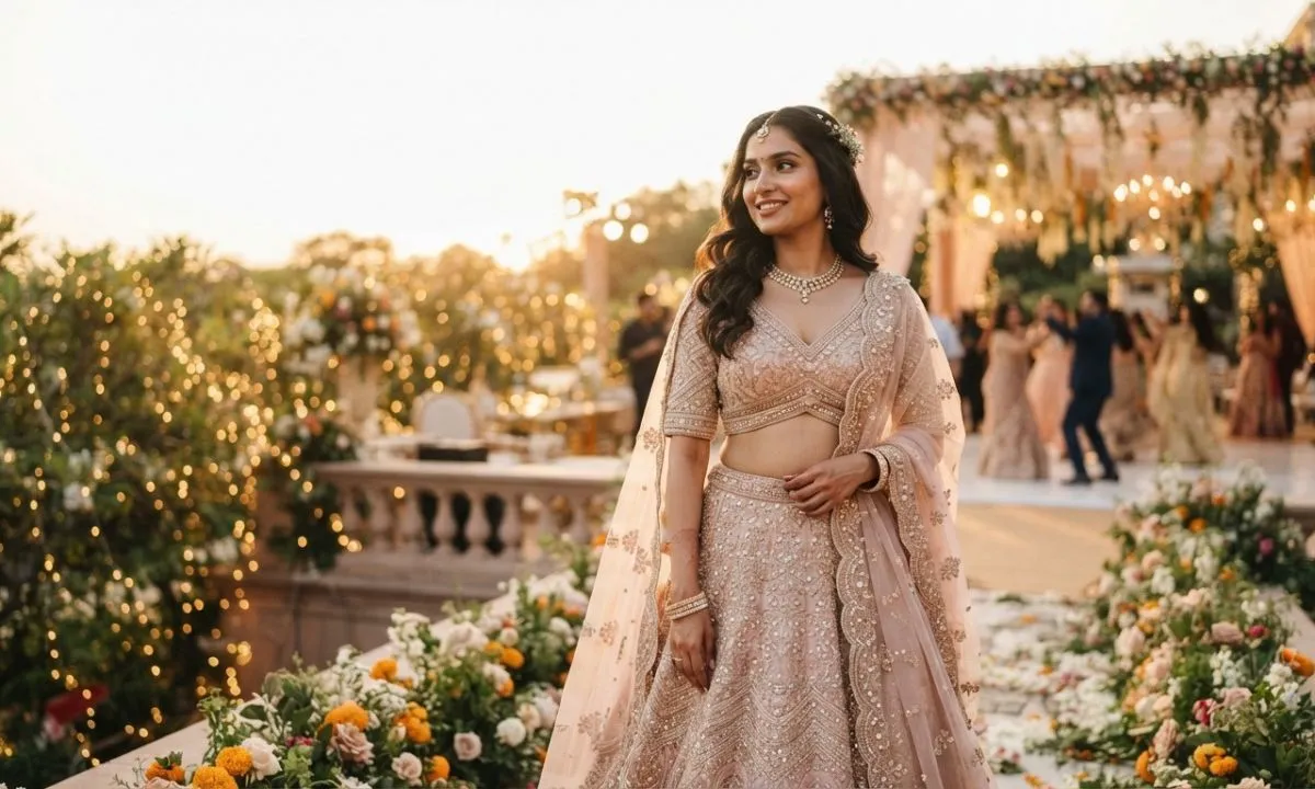 Best and trending lehenga captions for Instagram with a stylish festive lehenga look