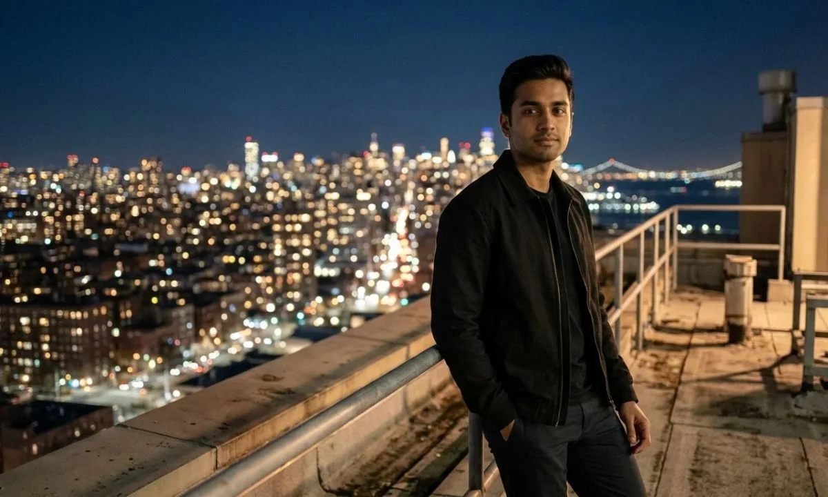 Night captions for boys with a confident rooftop city view