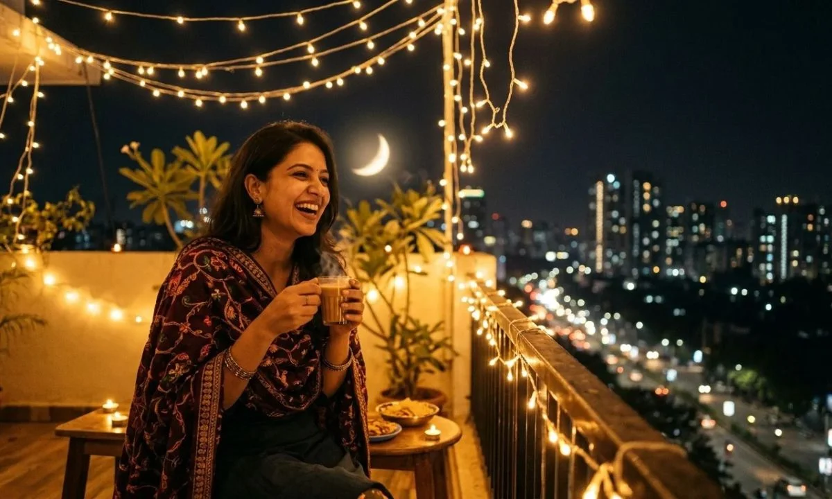 Night captions with emojis for Instagram featuring moon and city lights