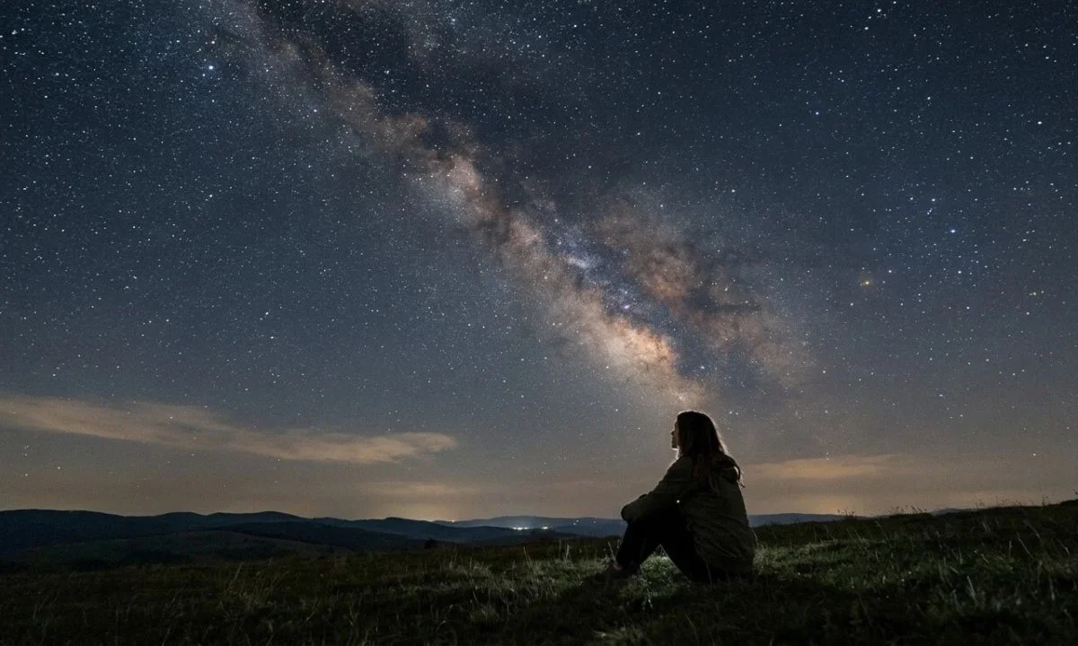 Starry night captions for Instagram under a sky full of stars