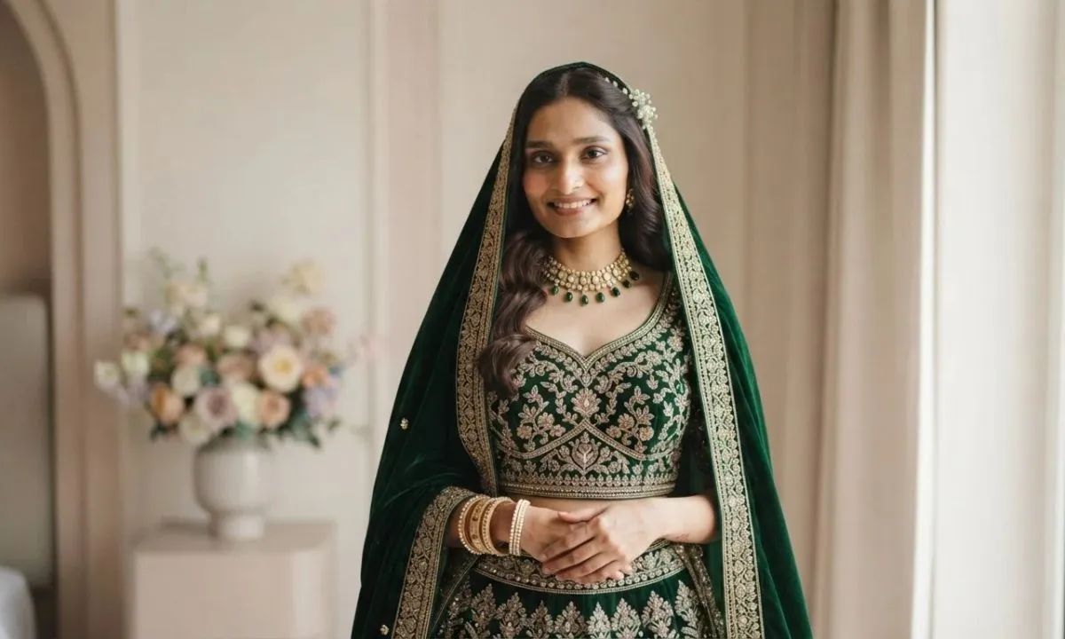 Traditional and ethnic lehenga look with Indian embroidery and cultural fashion